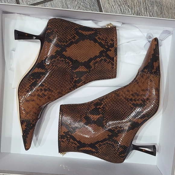 JIMMY CHOO Kix 65 Cuoio Snake Print Pointed Toe Leather Boots Size 36.5 ITALY - Picture 15 of 17